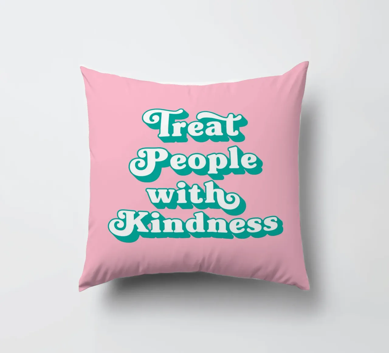 Treat people with kindness quote (Pink Tone) decorative cushion by Paigaam Studio