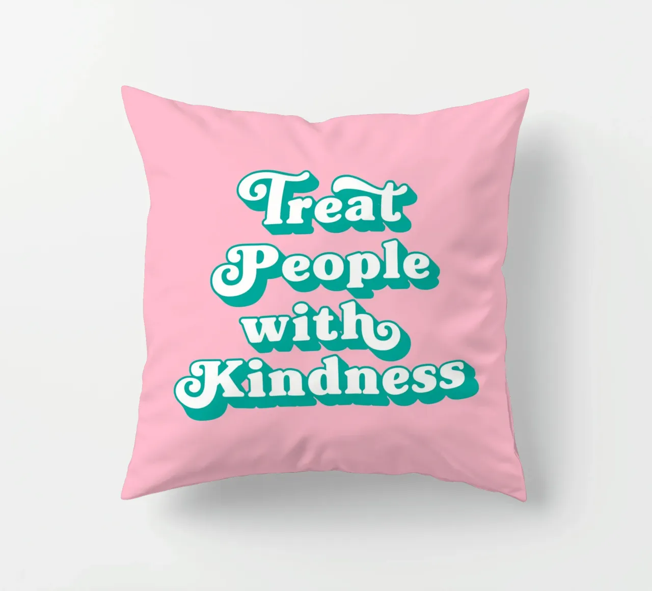 Treat people with kindness quote (Pink Tone) decorative cushion by Paigaam Studio