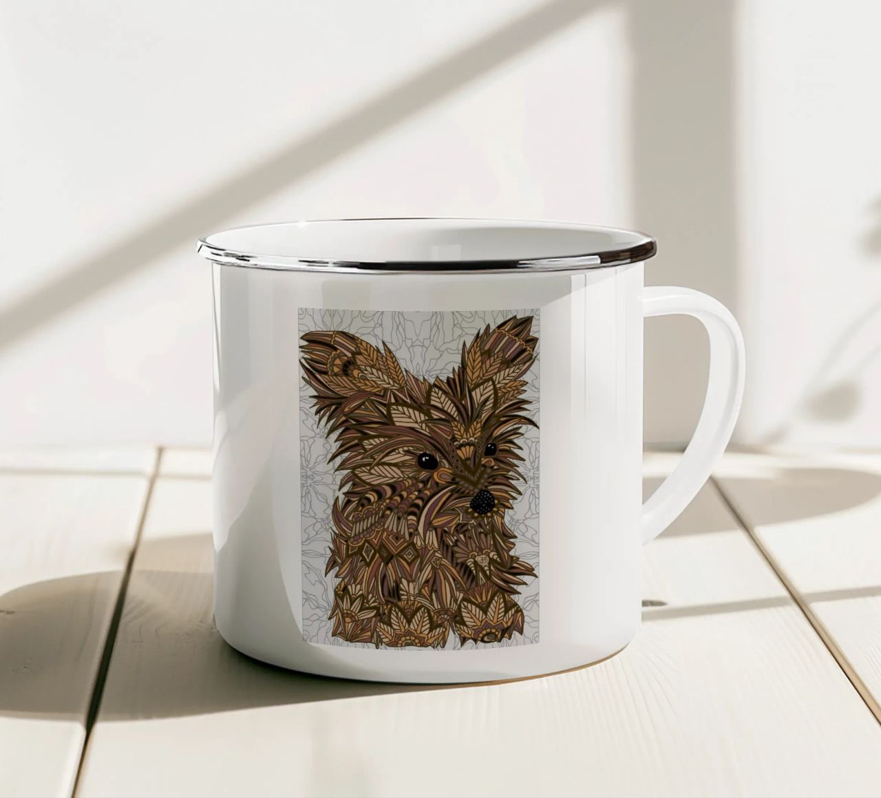 Yorkie tazza in smalto da Angelika Parker