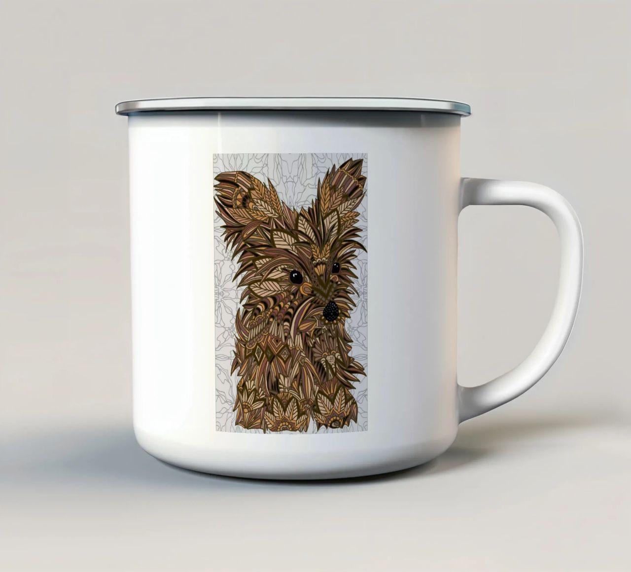 Yorkie tazza in smalto da Angelika Parker