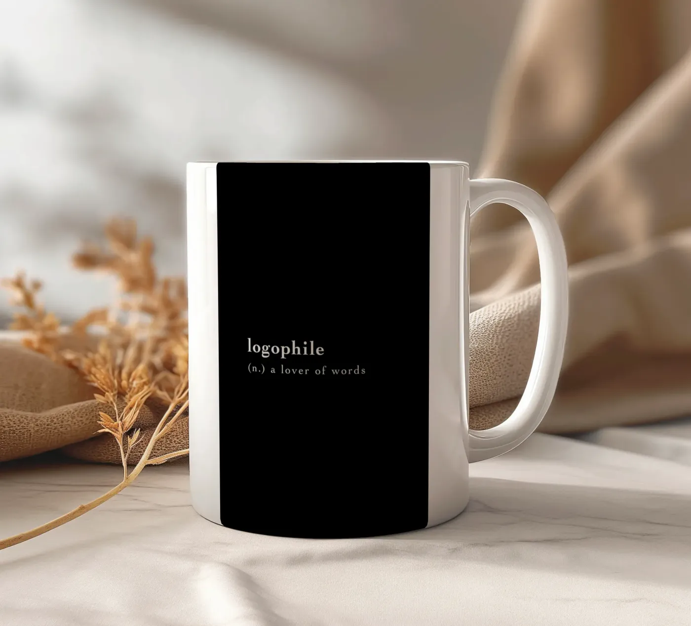 Logophile ceramic mug by Studio One