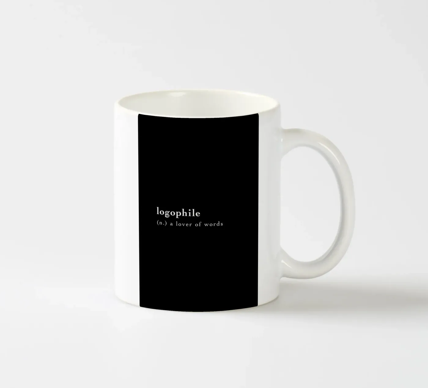 Logophile ceramic mug by Studio One