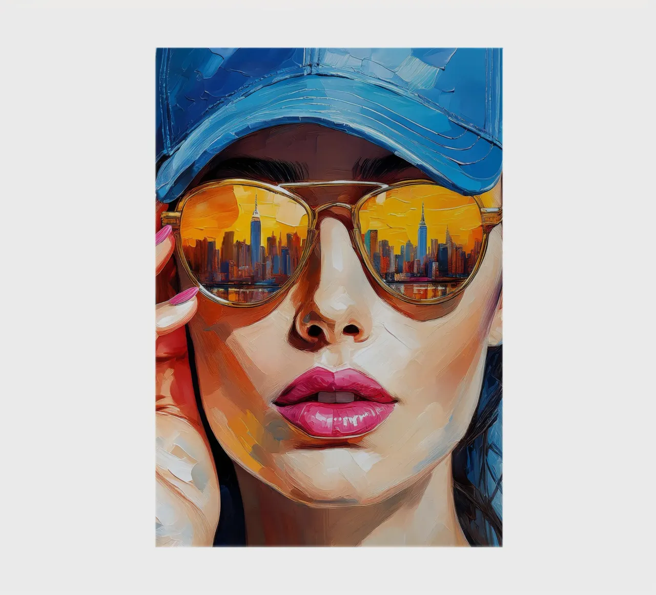 Portrait Femme avec lunettes de soleil silhouette NYC carnet de notes de Take Your Art BV