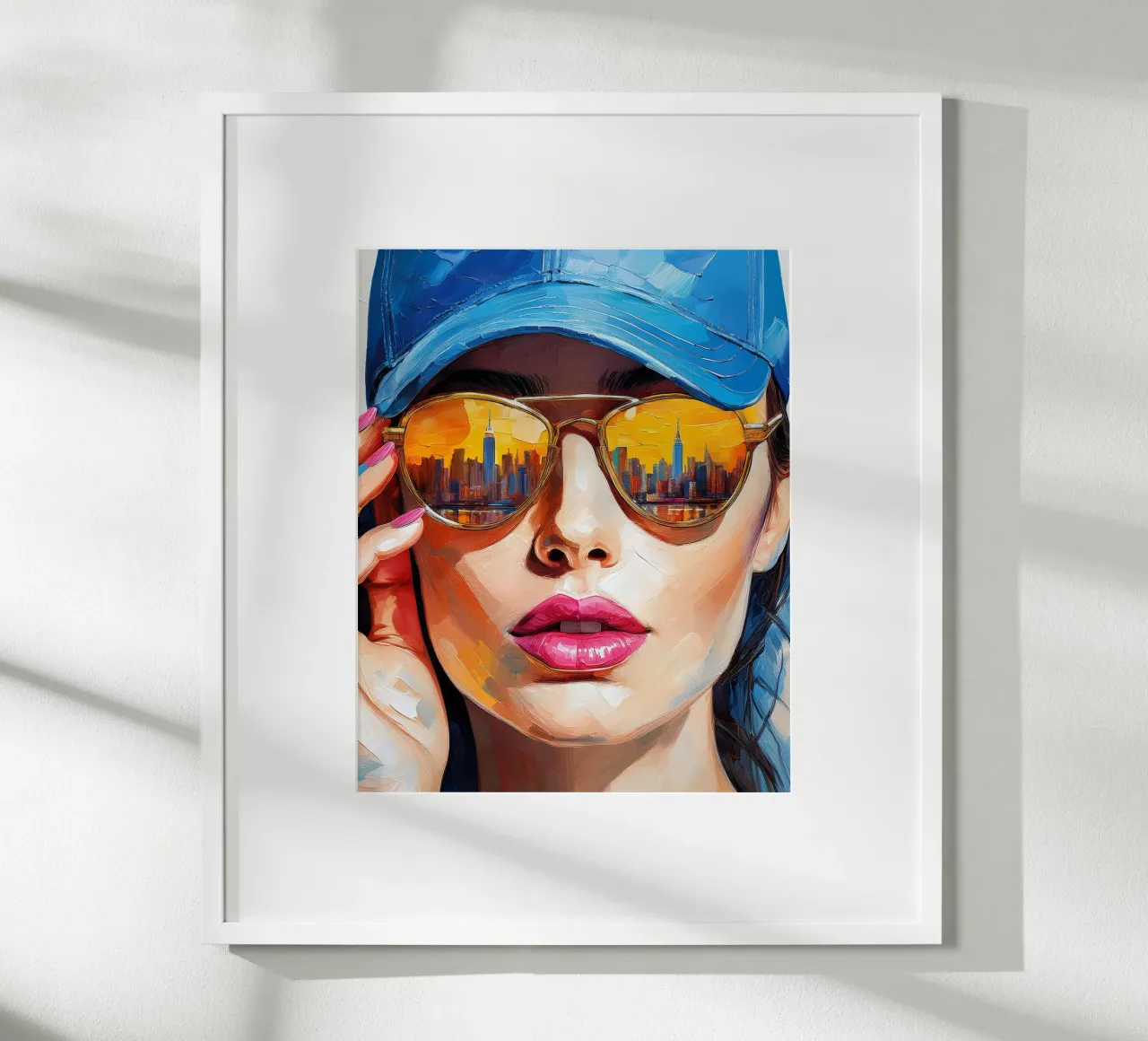 Ritratto Donna con occhiali da sole silhouette NYC poster da Take Your Art BV