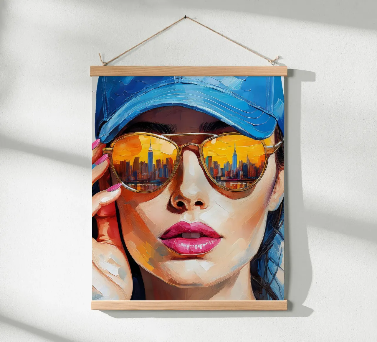Ritratto Donna con occhiali da sole silhouette NYC poster da Take Your Art BV
