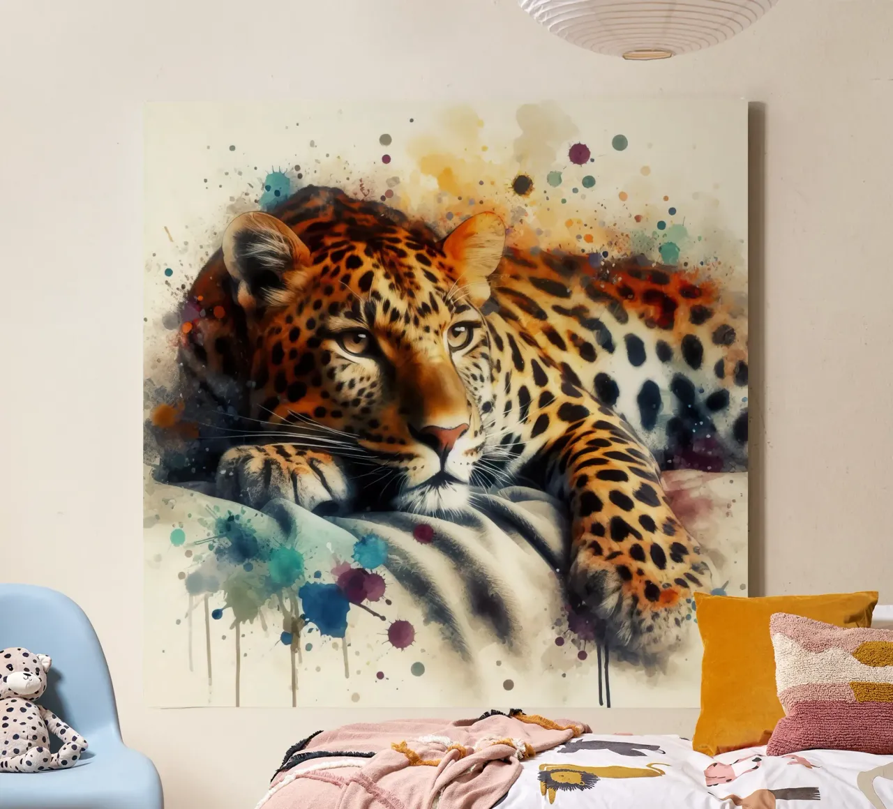 Un leopardo nel mio letto tela con Cornice a cassetta da 🎁 ARTVI-SHOP