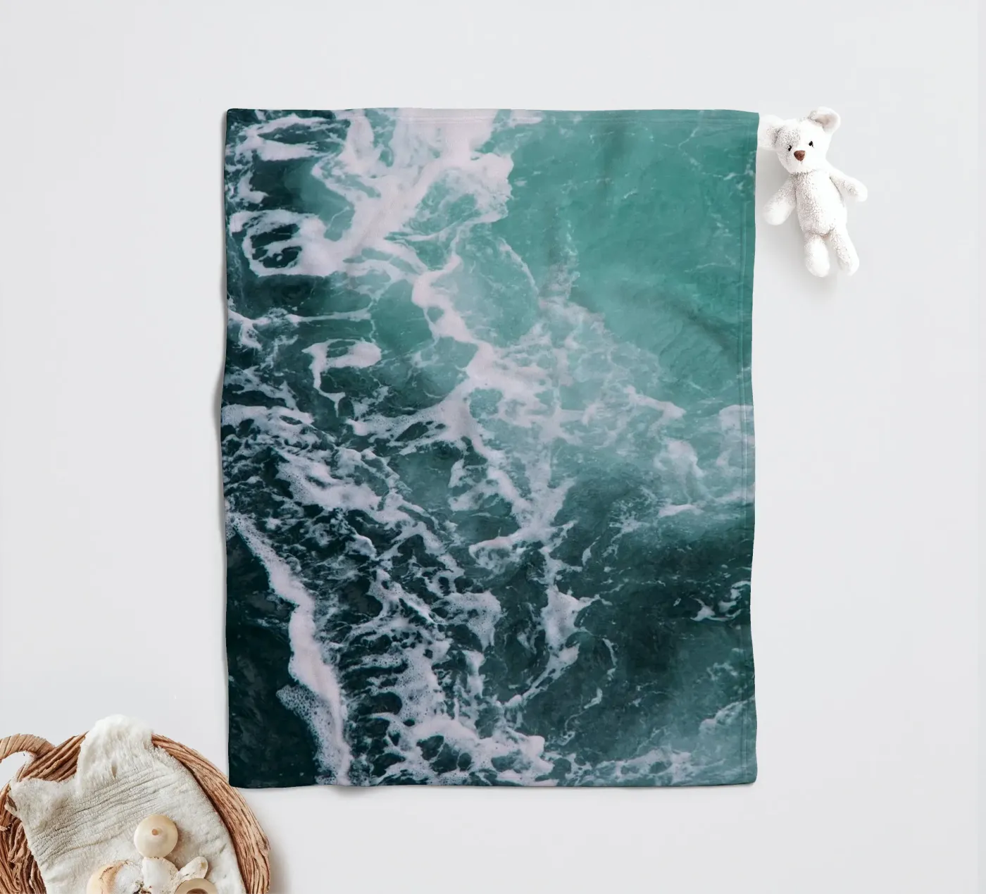 Ocean Waves fleece blanket by susea