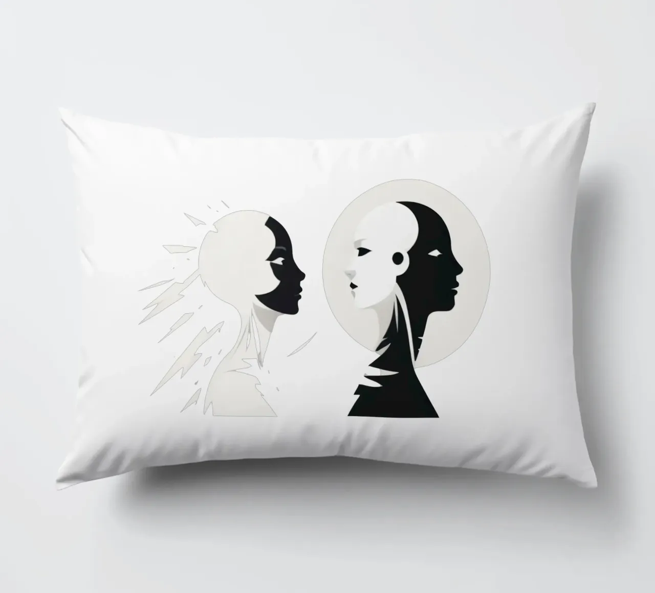 Un design moderno che mostra un contrasto stilizzato tra l'essere umano e il cuscino da DesignDoodle
