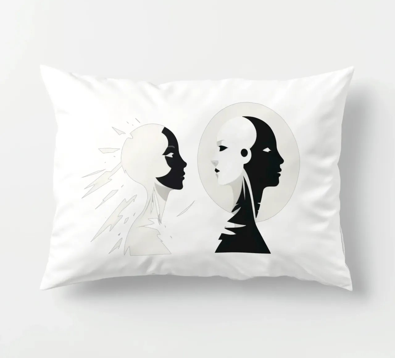 Un design moderno che mostra un contrasto stilizzato tra l'essere umano e il cuscino da DesignDoodle