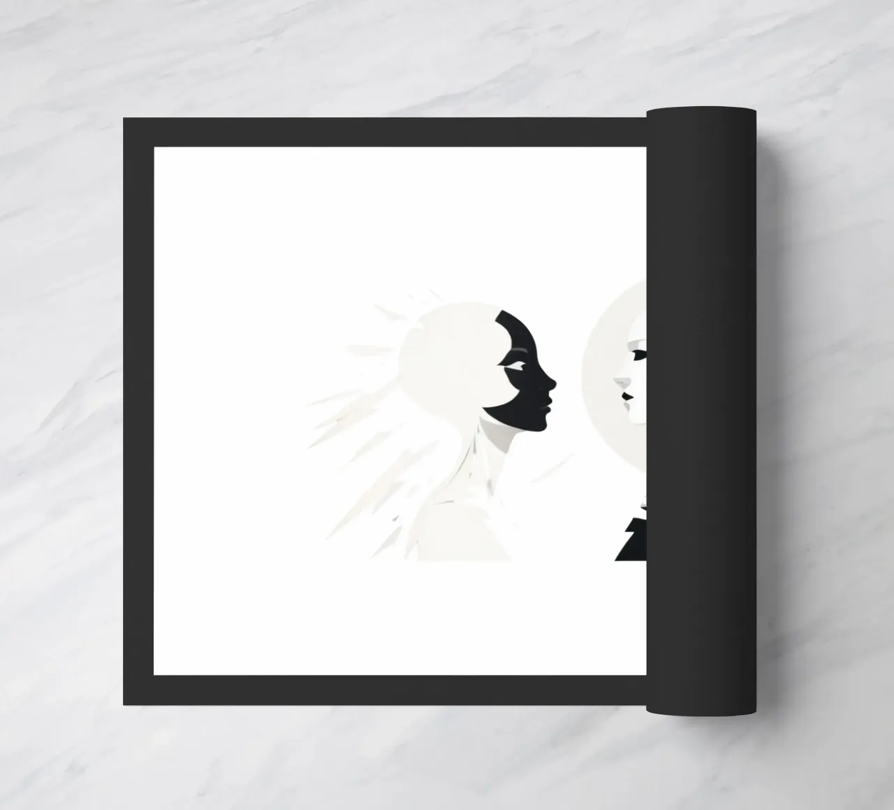 Un design moderno che mostra un contrasto stilizzato tra l'essere umano e il zerbino da DesignDoodle