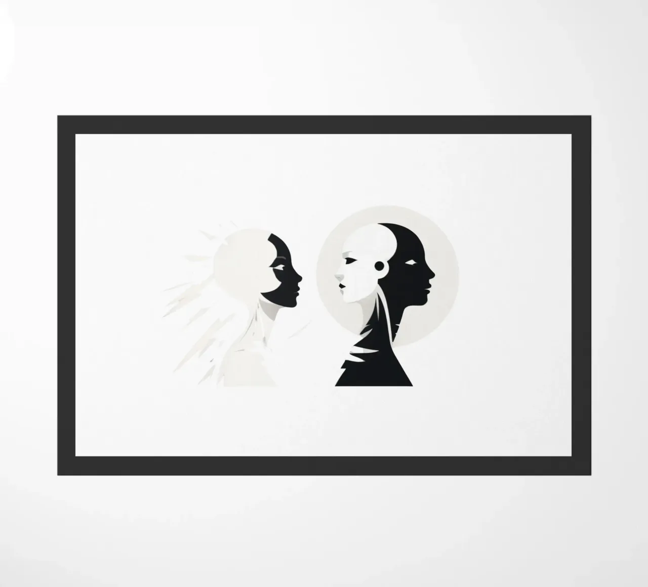 Un design moderno che mostra un contrasto stilizzato tra l'essere umano e il zerbino da DesignDoodle