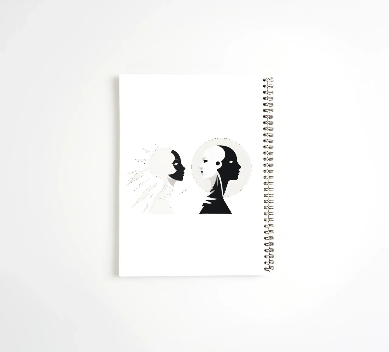 Modern design showcasing a stylized contrast between human spiral notebook by DesignDoodle