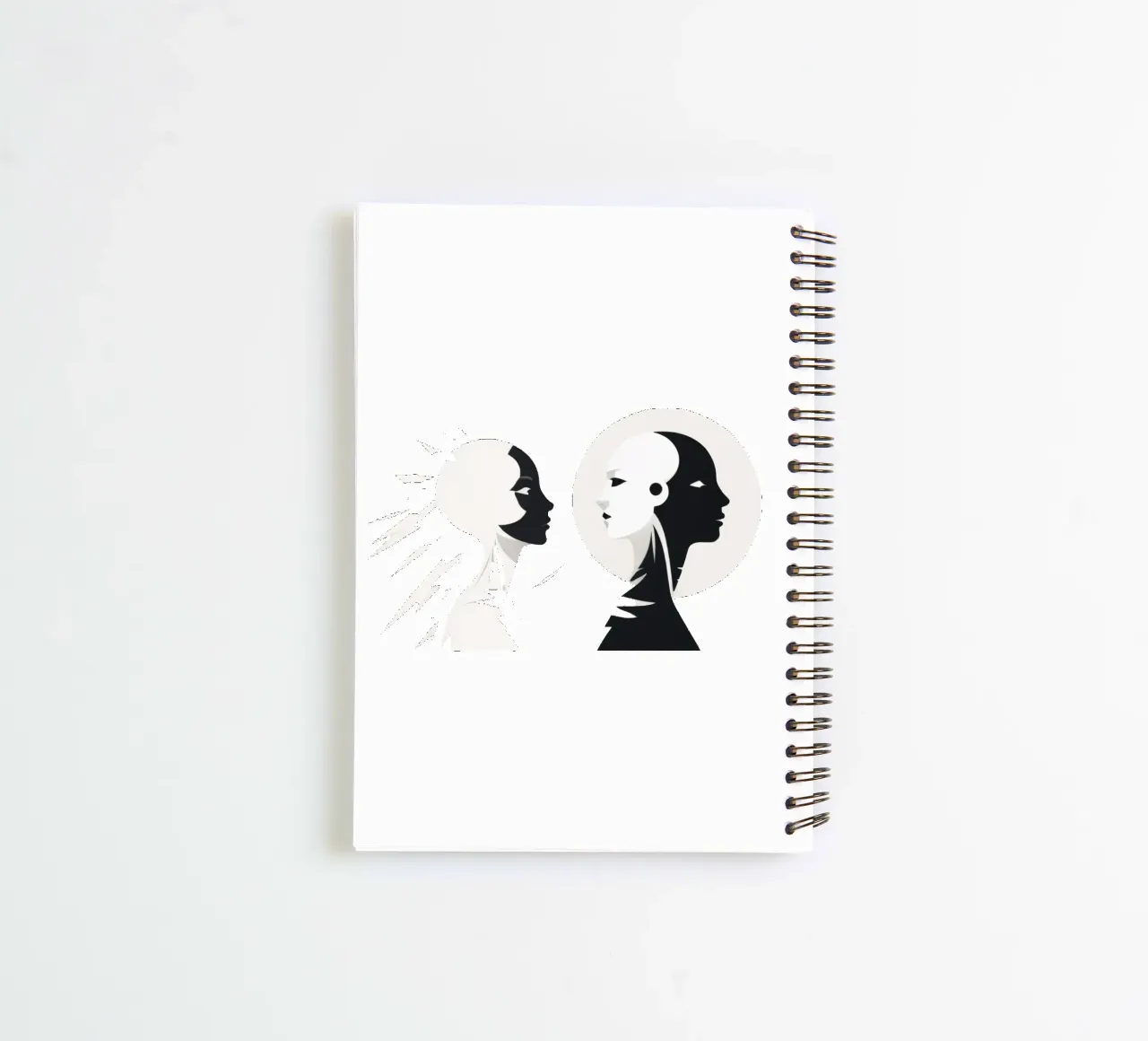 Modern design showcasing a stylized contrast between human spiral notebook by DesignDoodle