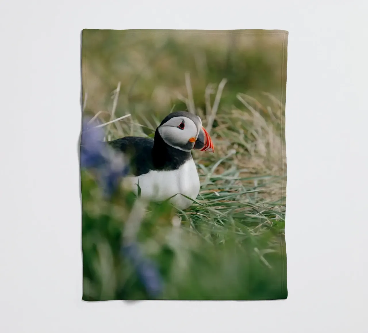 Papageientaucher auf Blumenwiese Fleecedecke von susea
