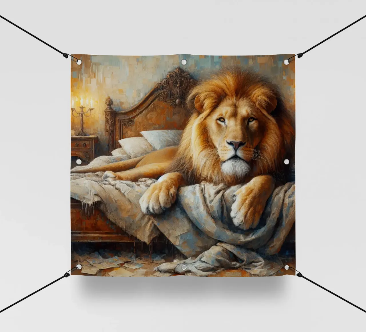 Un leone nel mio letto telo in pvc da ARTVI-SHOP
