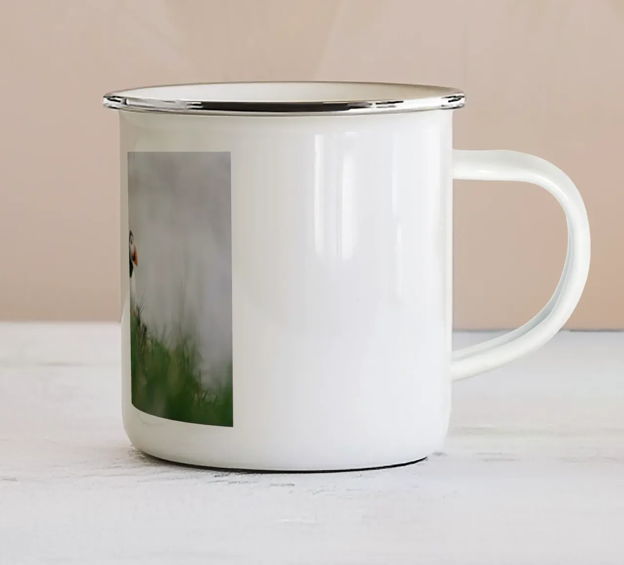 Puffin in Scotland tazza in smalto da susea