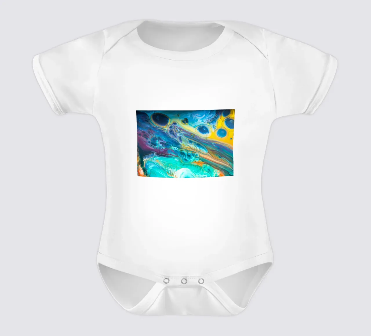 Blau Acryl Gießen Farbe Flüssigkeit Marmor abstrakte Oberflächen Desi Kurzarm Babybody von 🎁 ARTVI-SHOP