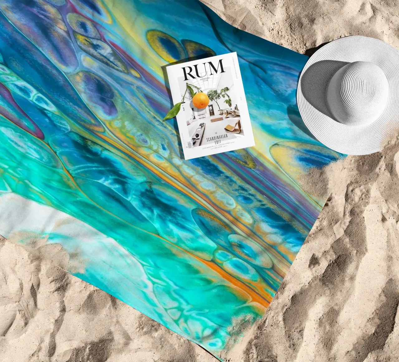 Blu Acrilico Versare Colore Liquido marmo superfici astratte Desi telo mare da 🎁 ARTVI-SHOP