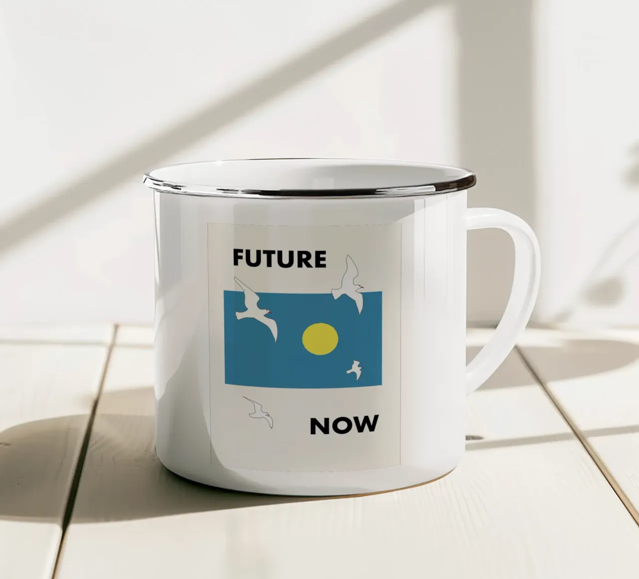 FUTURO ORA - GABBIANI tazza in smalto da natural neutral