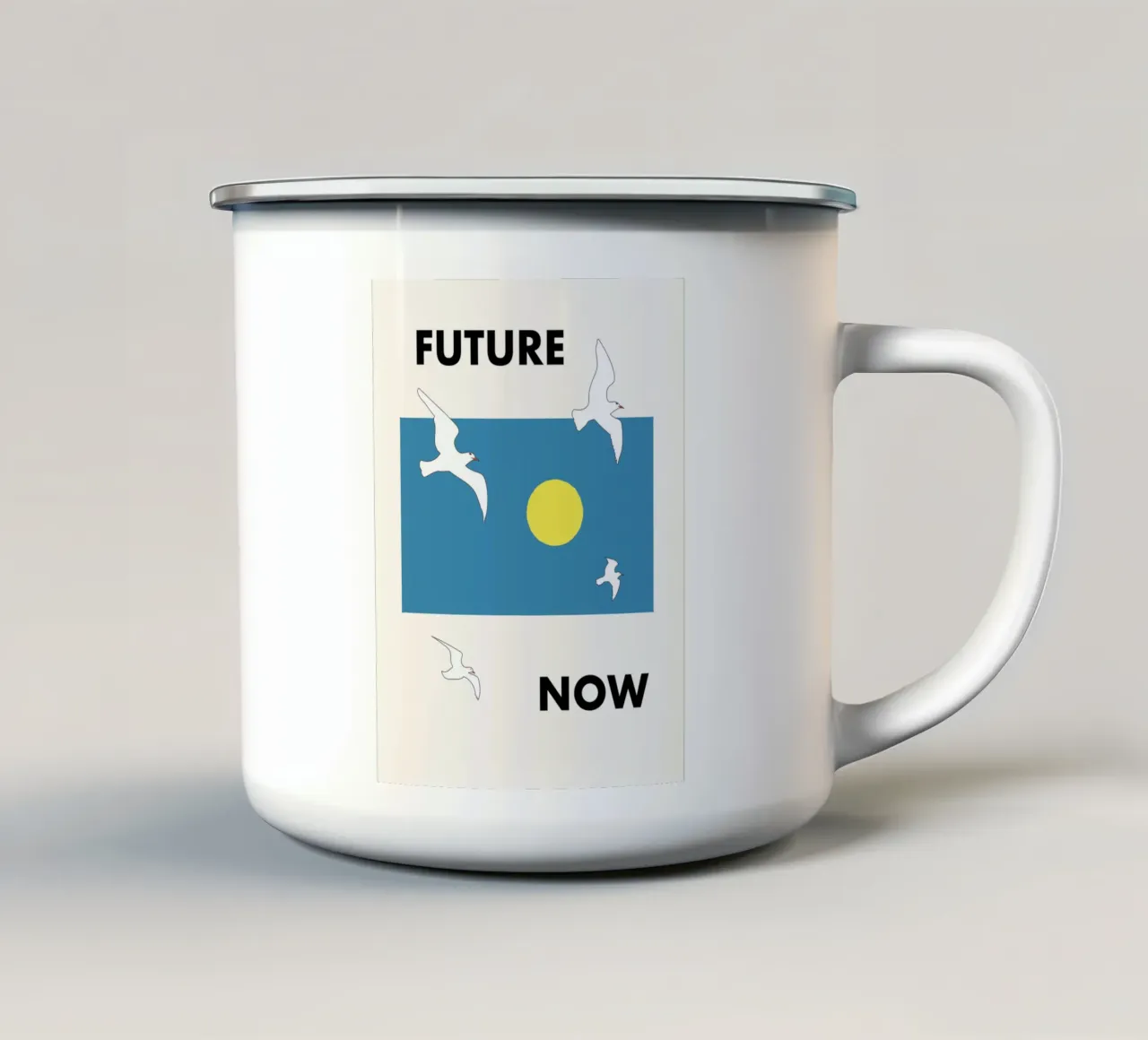 FUTURO ORA - GABBIANI tazza in smalto da natural neutral