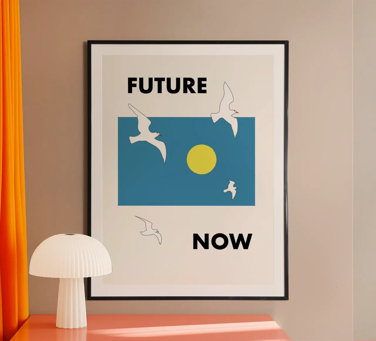 FUTURO ORA - GABBIANI poster con telaio in alluminio da natural neutral