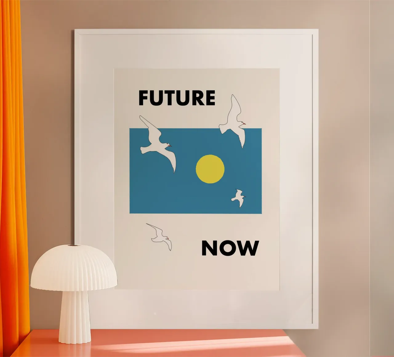 FUTURO ORA - GABBIANI poster con telaio in alluminio da natural neutral