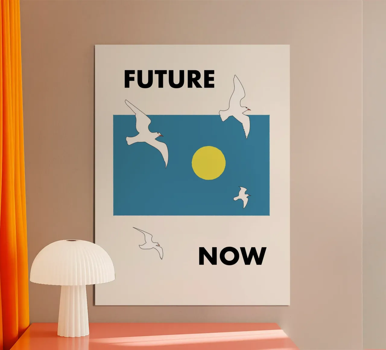 FUTURO ORA - GABBIANI poster con telaio in alluminio da natural neutral
