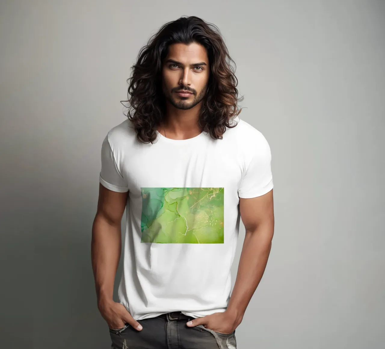 Inchiostro ad alcool colorato e traslucido. texture marmorea multicolore t-shirt da ARTVI-SHOP