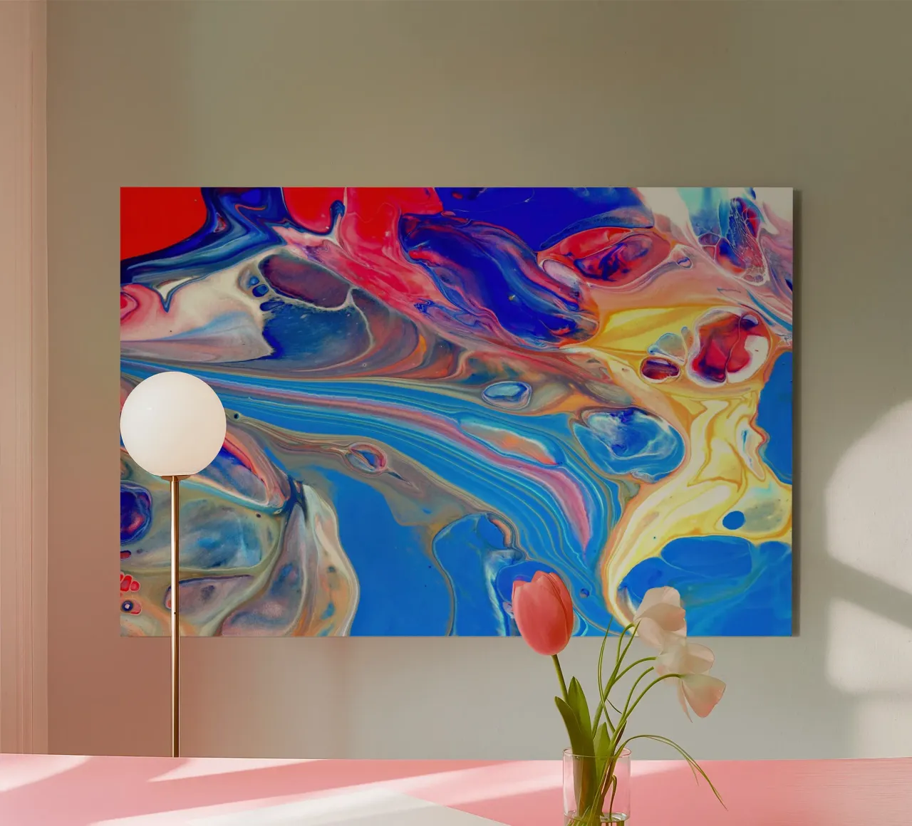 Sfondo di vernice acrilica che cola, colori di lusso alluminio dibond da 🎁 ARTVI-SHOP