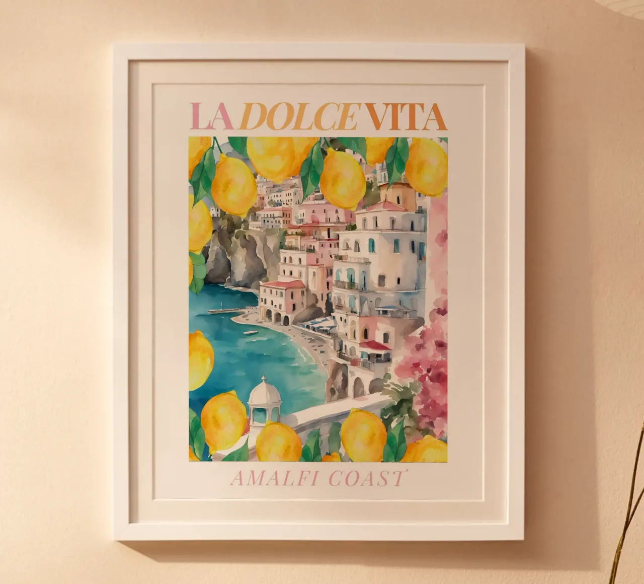 Italy Wall Art, Italian Poster, Italy Print, Lemon Print poster with aluminum frame by Bella Studio