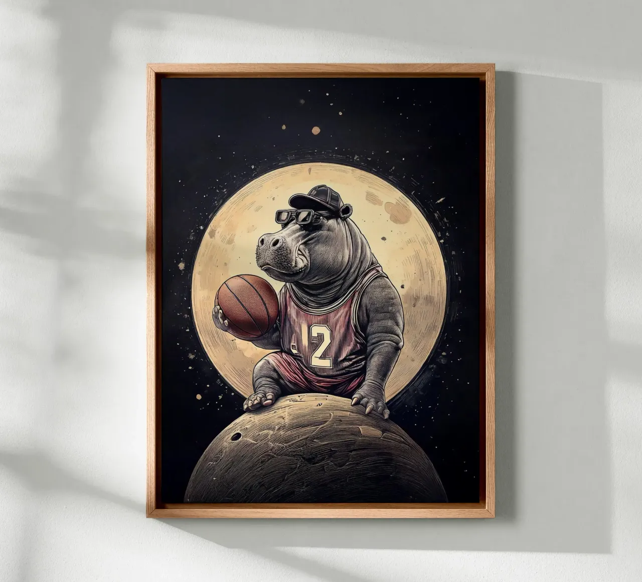 Hippo Moon canvas met Baklijst van tylerstudio