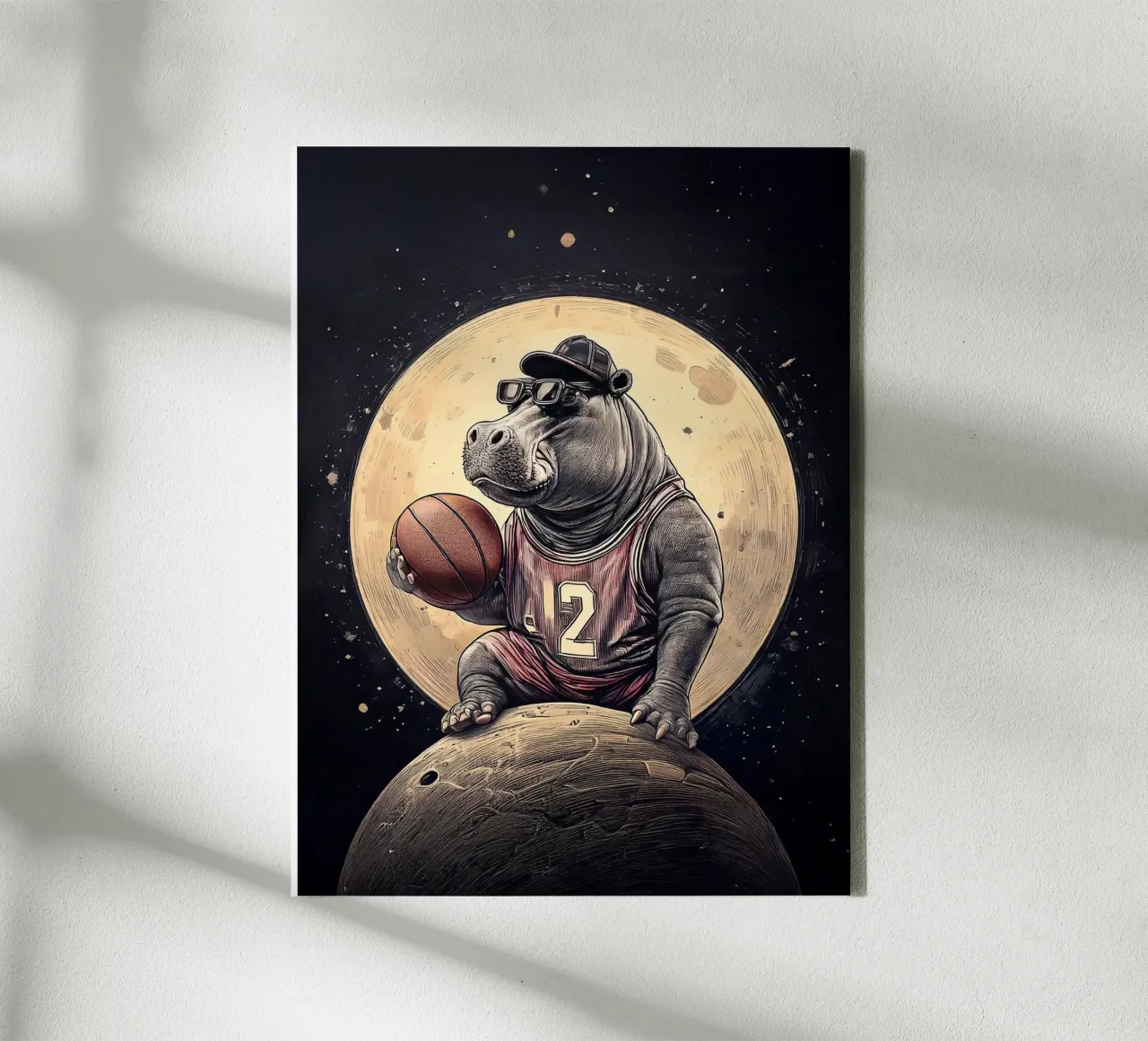 Hippo Moon canvas met Baklijst van tylerstudio