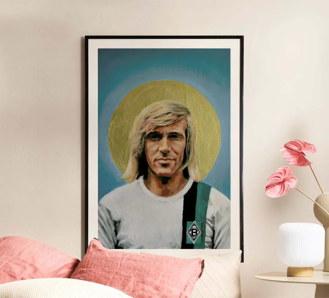 Football Icon - Günter Netzer poster con telaio in plastica da David Diehl