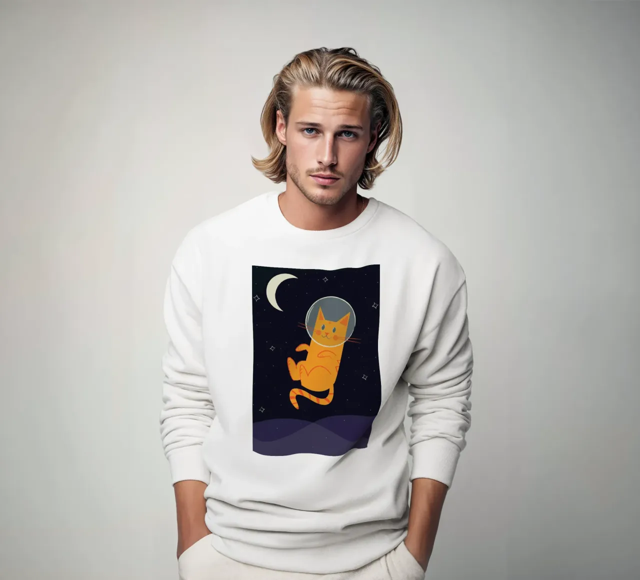 Floating Space Cat Sweatshirt von Karin Bijlsma