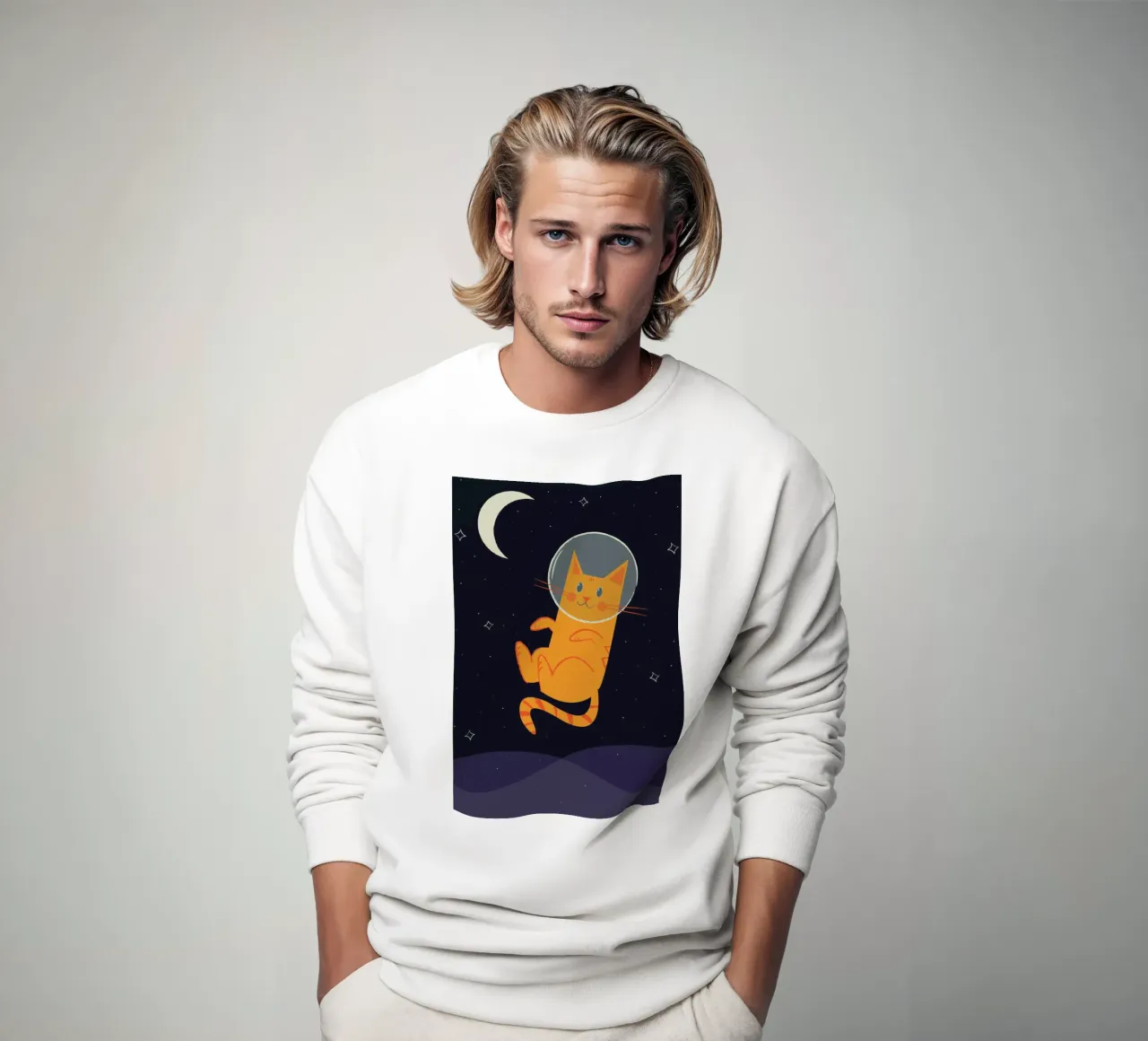 Floating Space Cat Sweatshirt von Karin Bijlsma