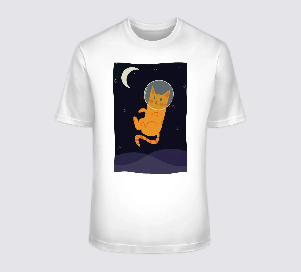 Floating Space Cat t-shirt van Karin Bijlsma