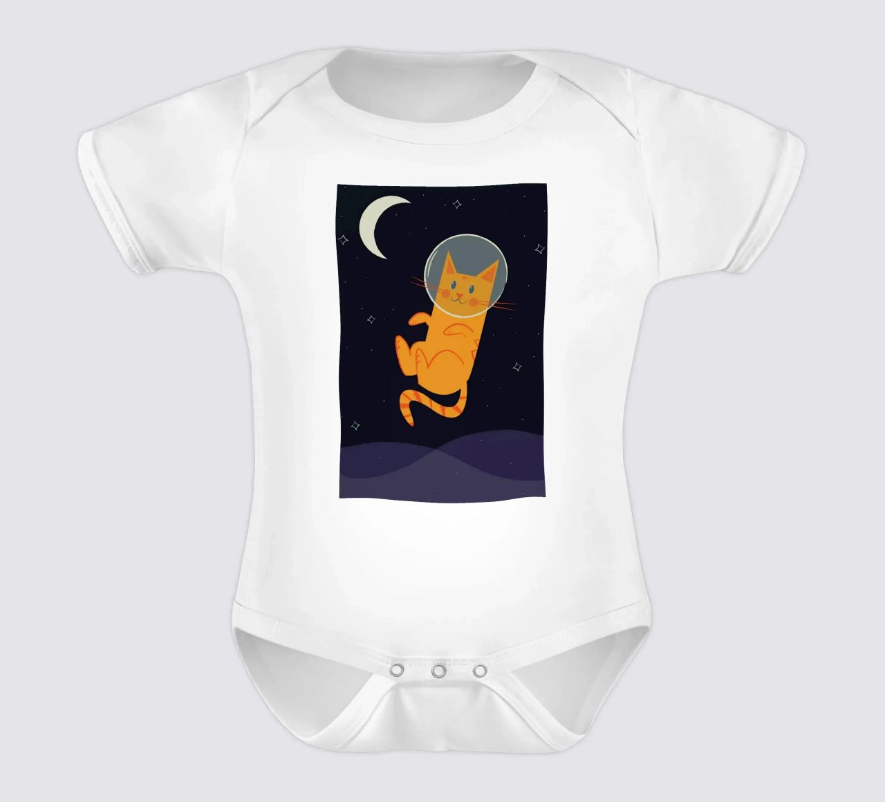 Floating Space Cat body neonato maniche corte da Karin Bijlsma