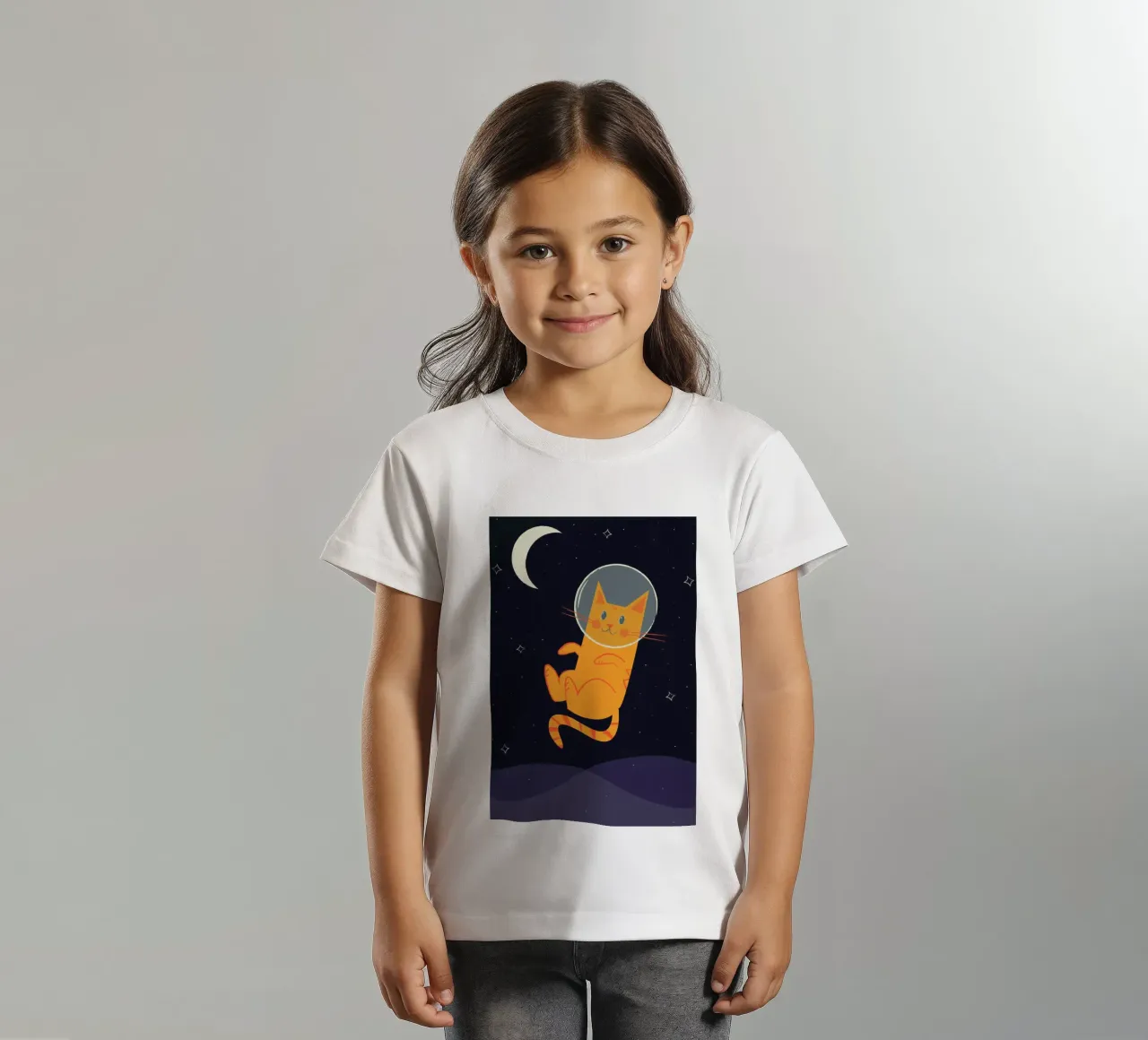 Floating Space Cat t-shirt bambini da Karin Bijlsma