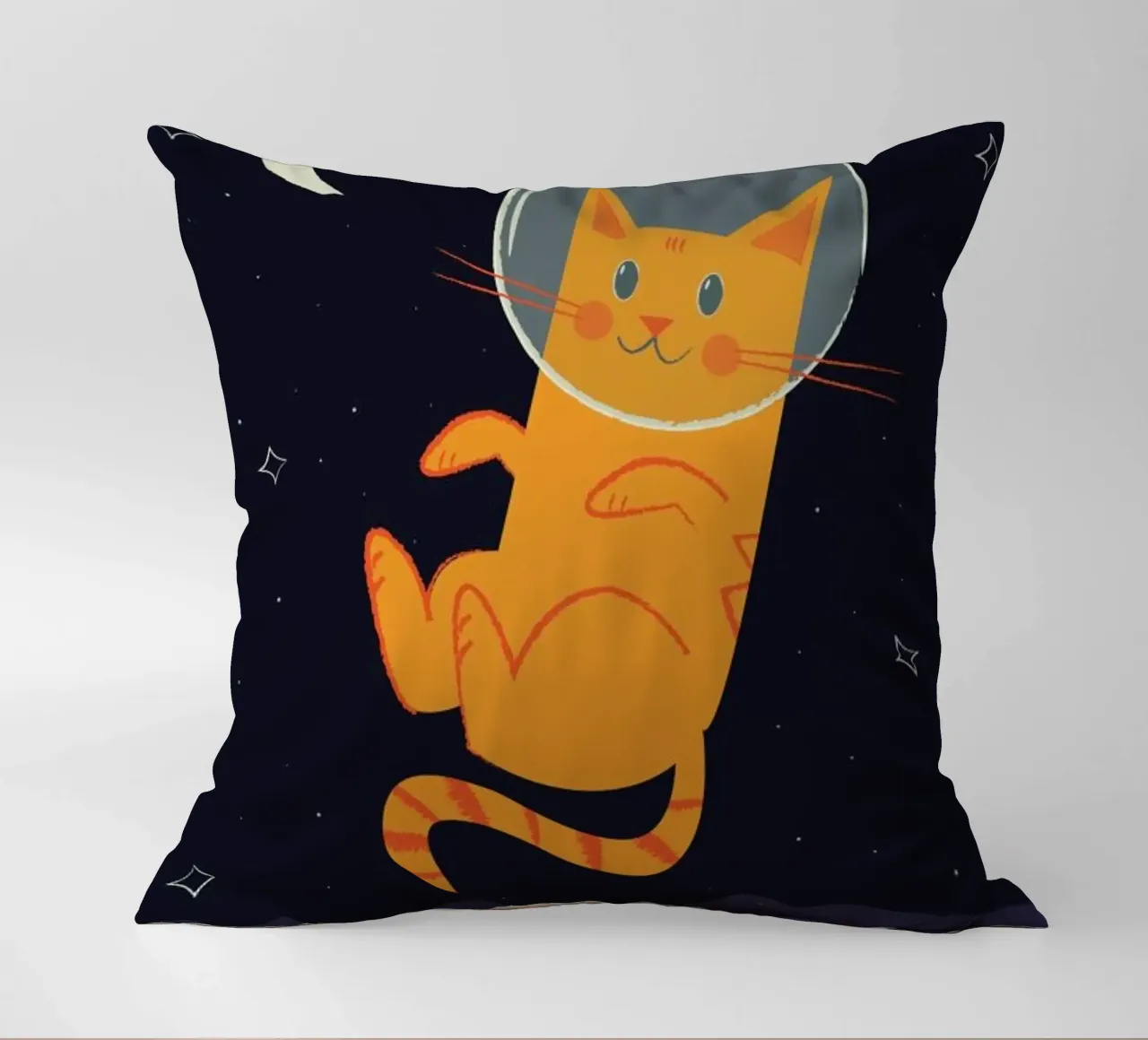 Floating Space Cat Kissen von Karin Bijlsma