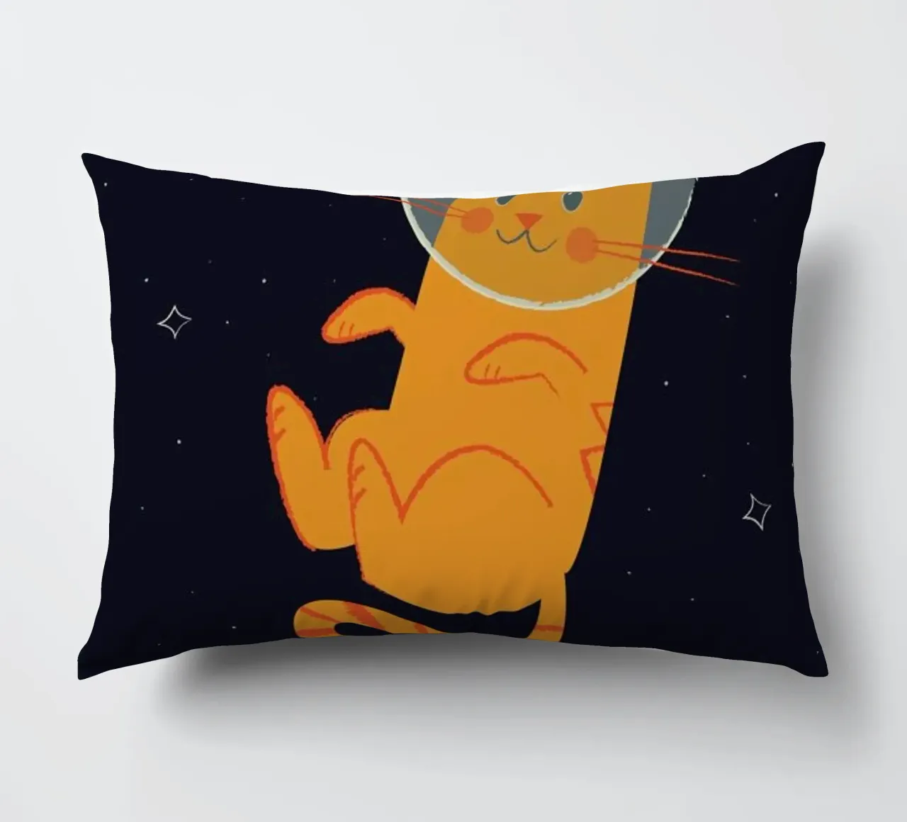 Floating Space Cat decorative cushion by Karin Bijlsma