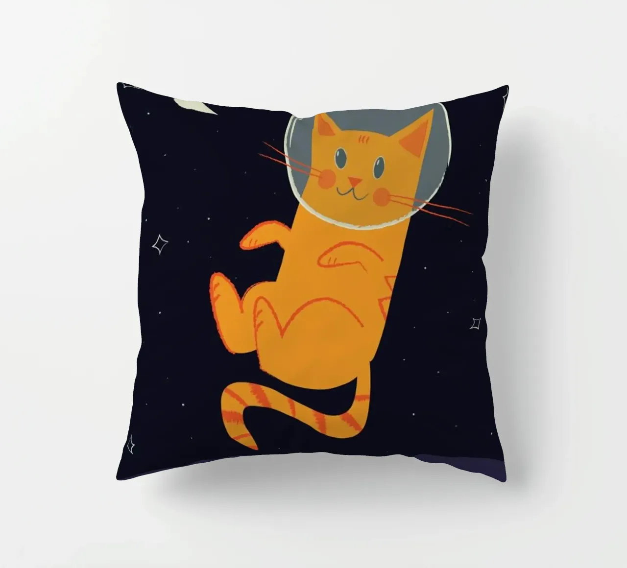 Floating Space Cat Kissen von Karin Bijlsma
