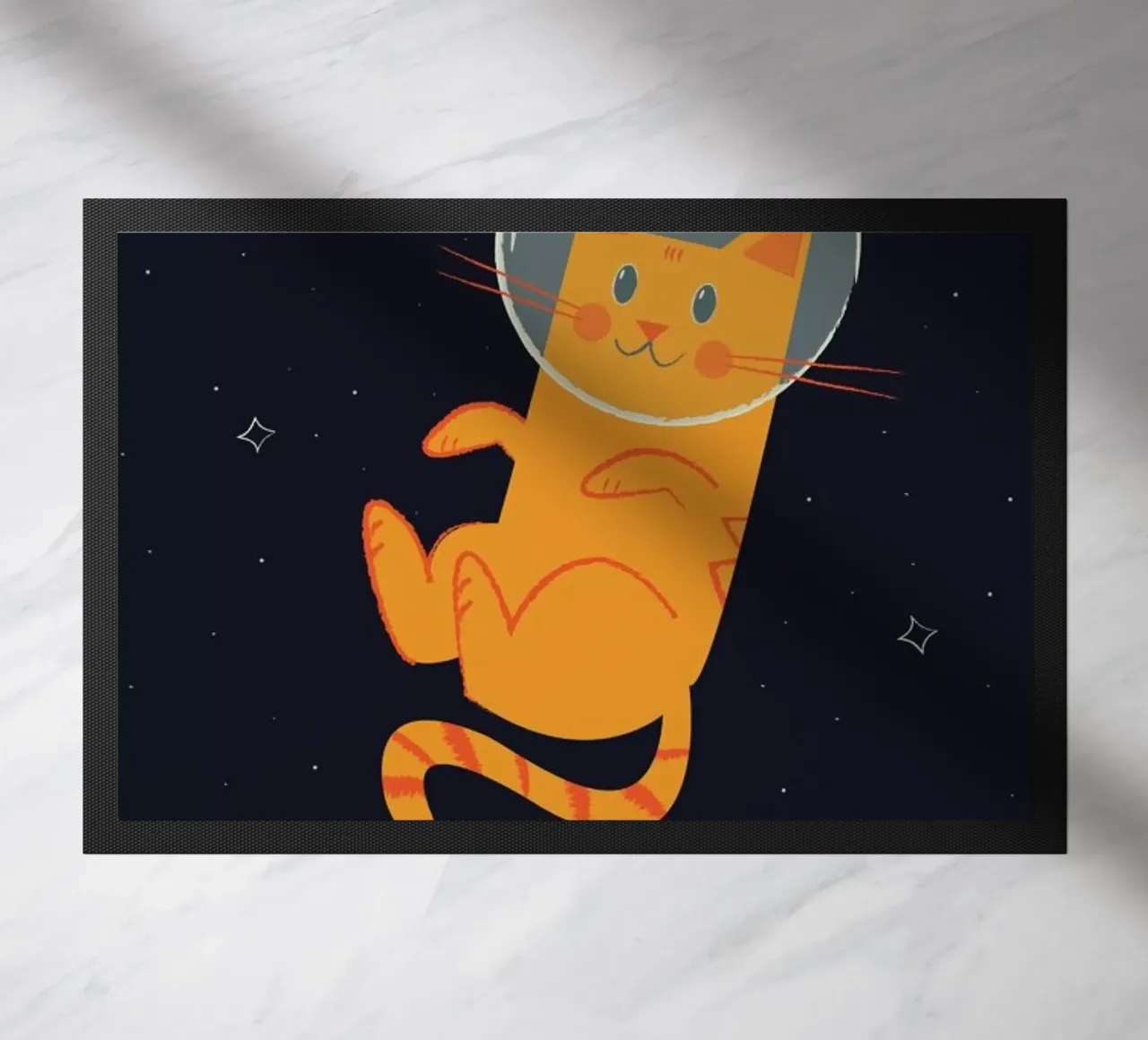 Floating Space Cat Fußmatte von Karin Bijlsma