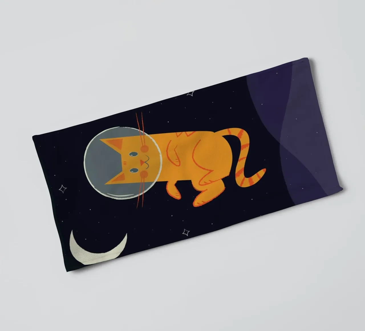Floating Space Cat towel by Karin Bijlsma