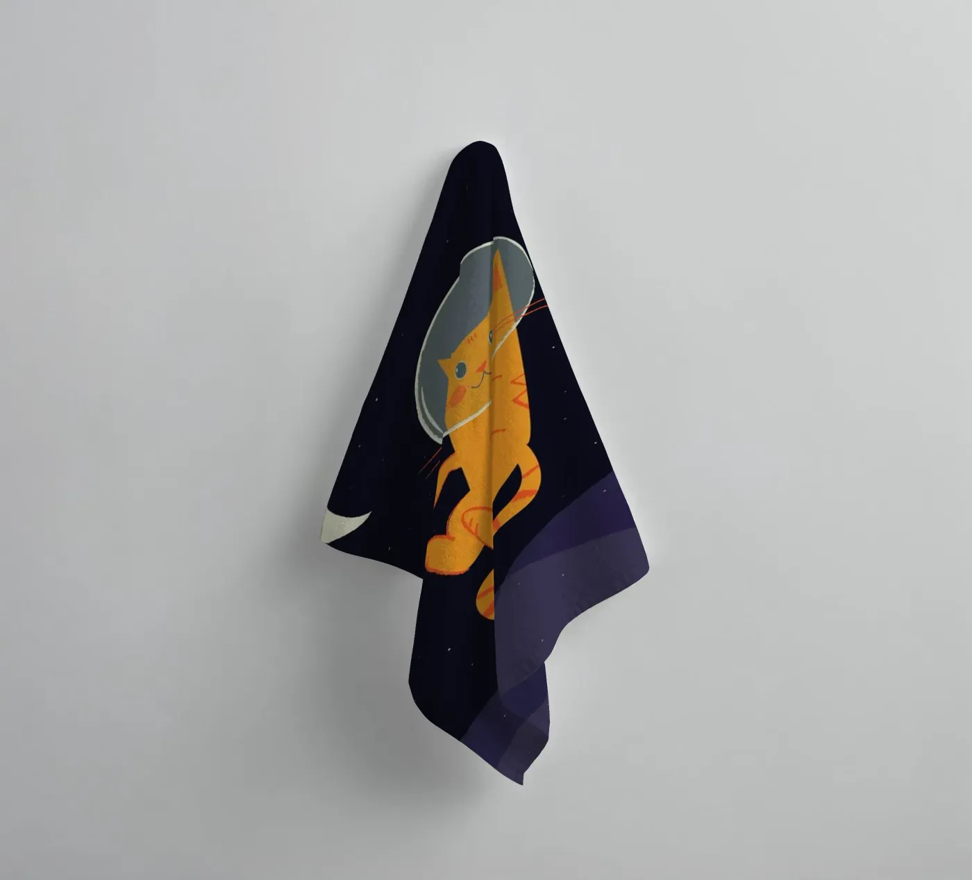 Floating Space Cat badhanddoek van Karin Bijlsma