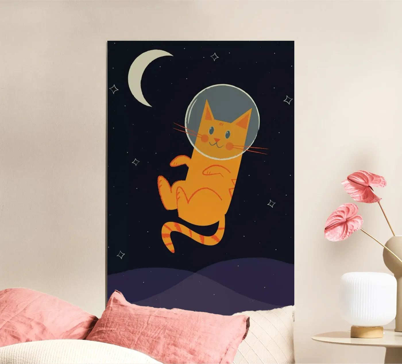 Floating Space Cat poster van Karin Bijlsma