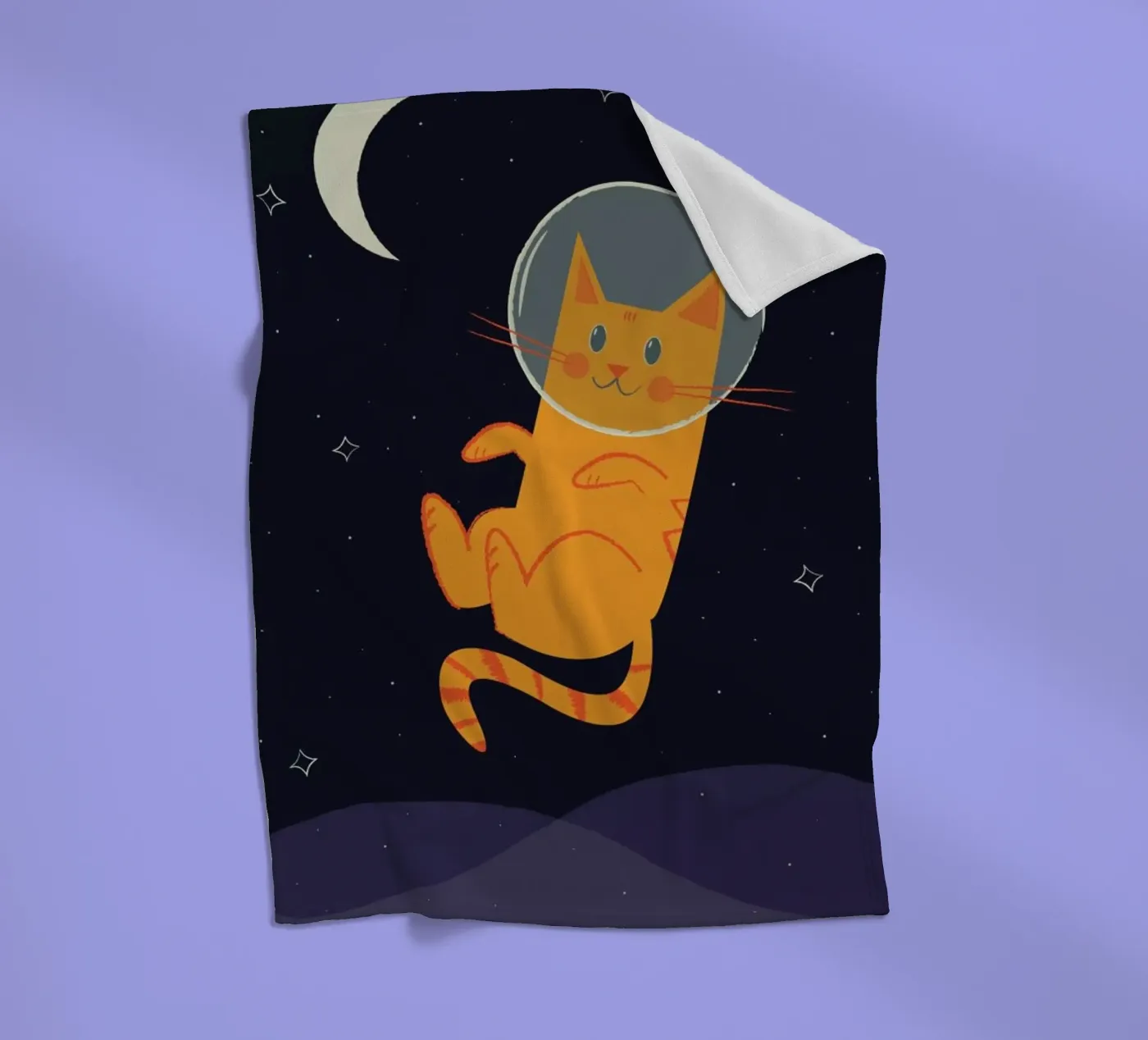 Floating Space Cat fleecedeken van Karin Bijlsma