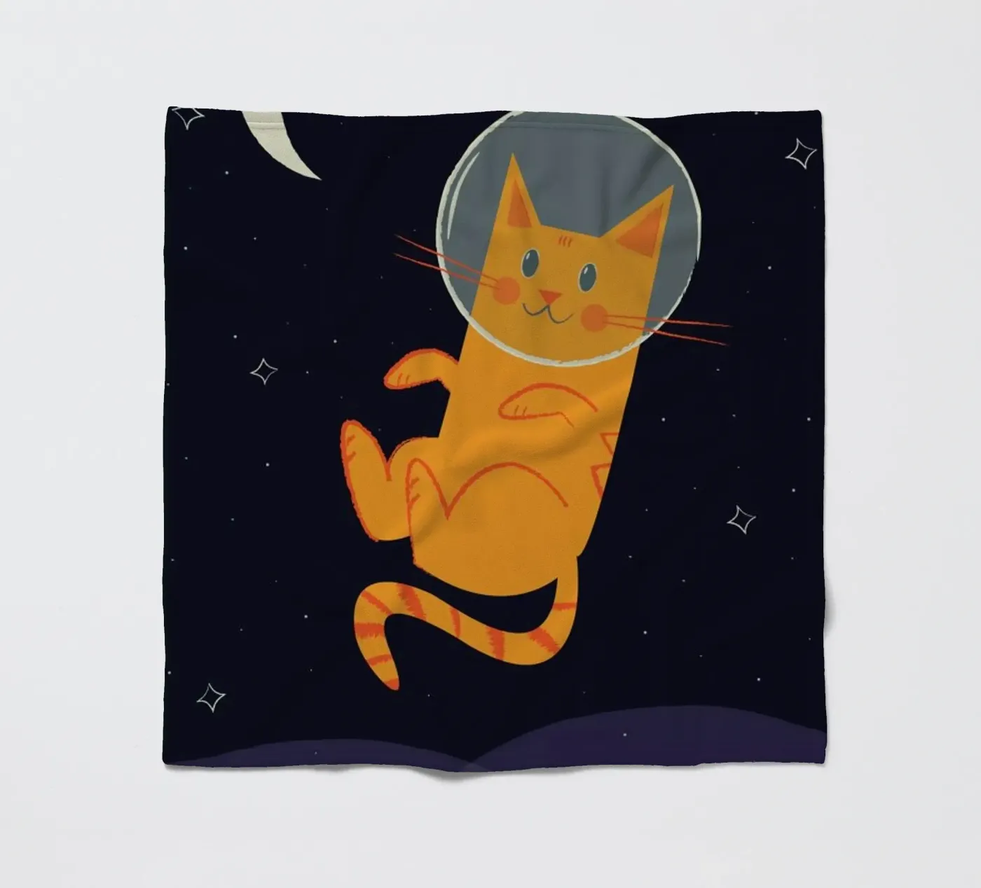 Floating Space Cat fleecedeken van Karin Bijlsma