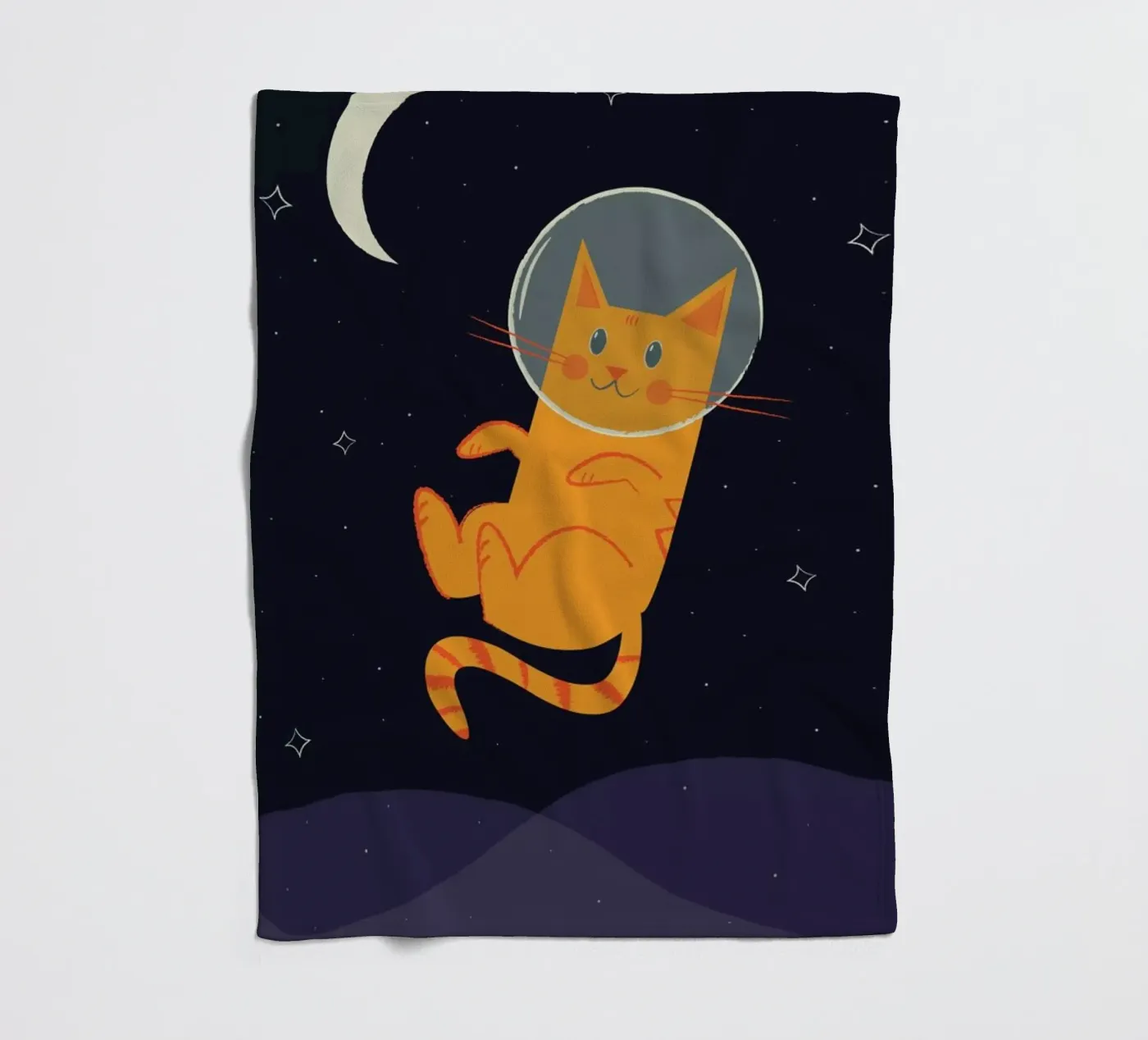 Floating Space Cat fleecedeken van Karin Bijlsma
