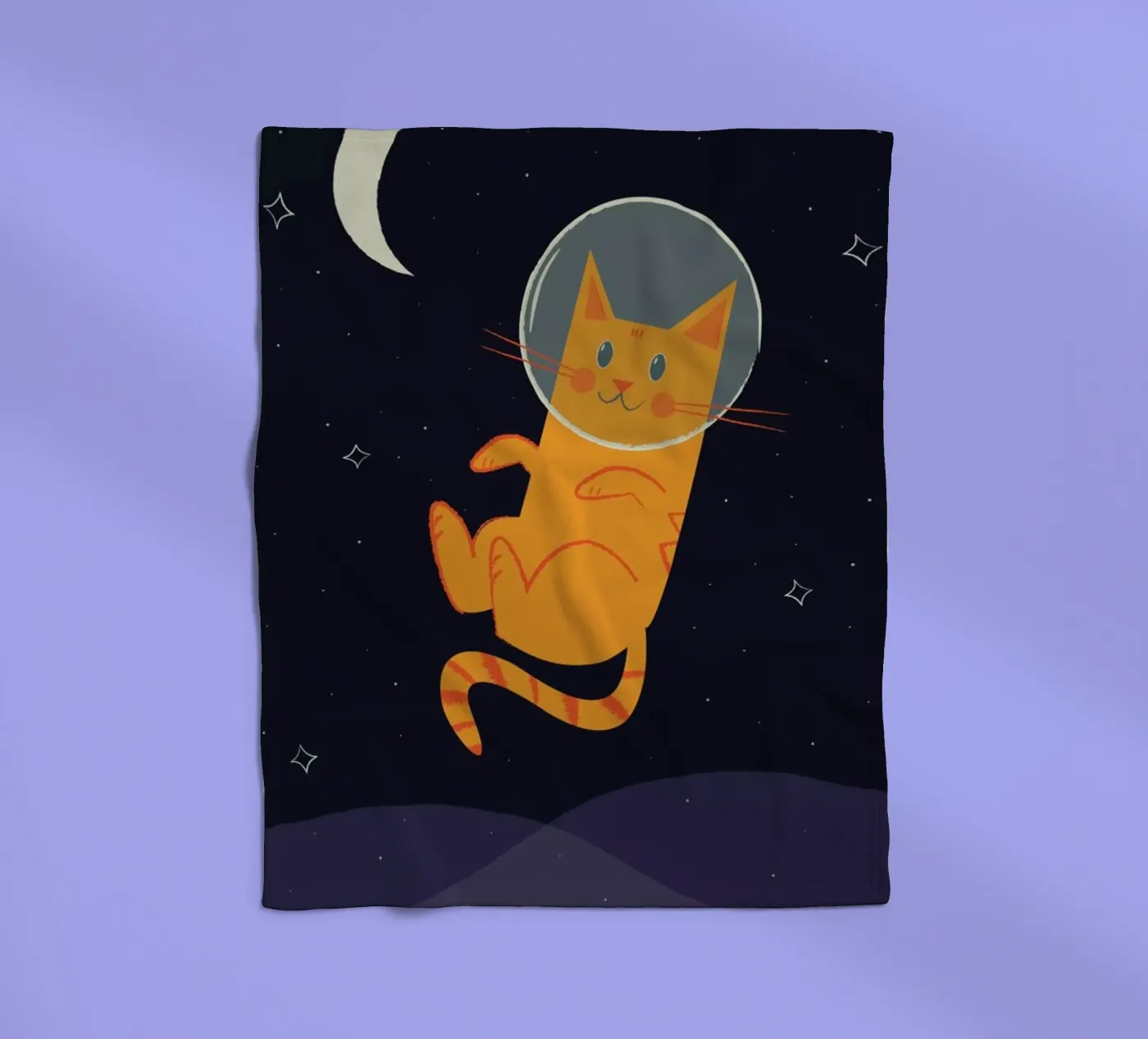 Floating Space Cat fleecedeken van Karin Bijlsma