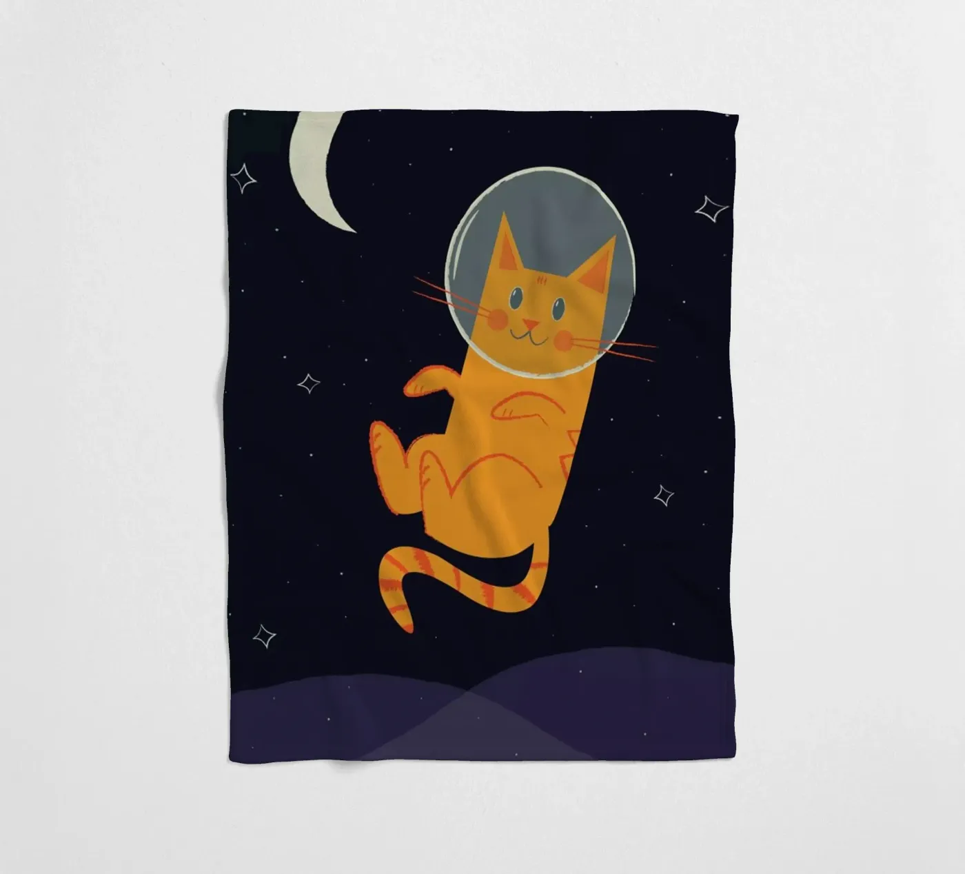 Floating Space Cat fleecedeken van Karin Bijlsma